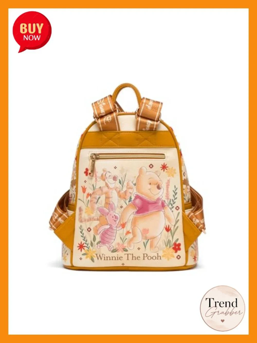 Winnie the Pooh Floral Mini Backpack Faux Leather Vegan
